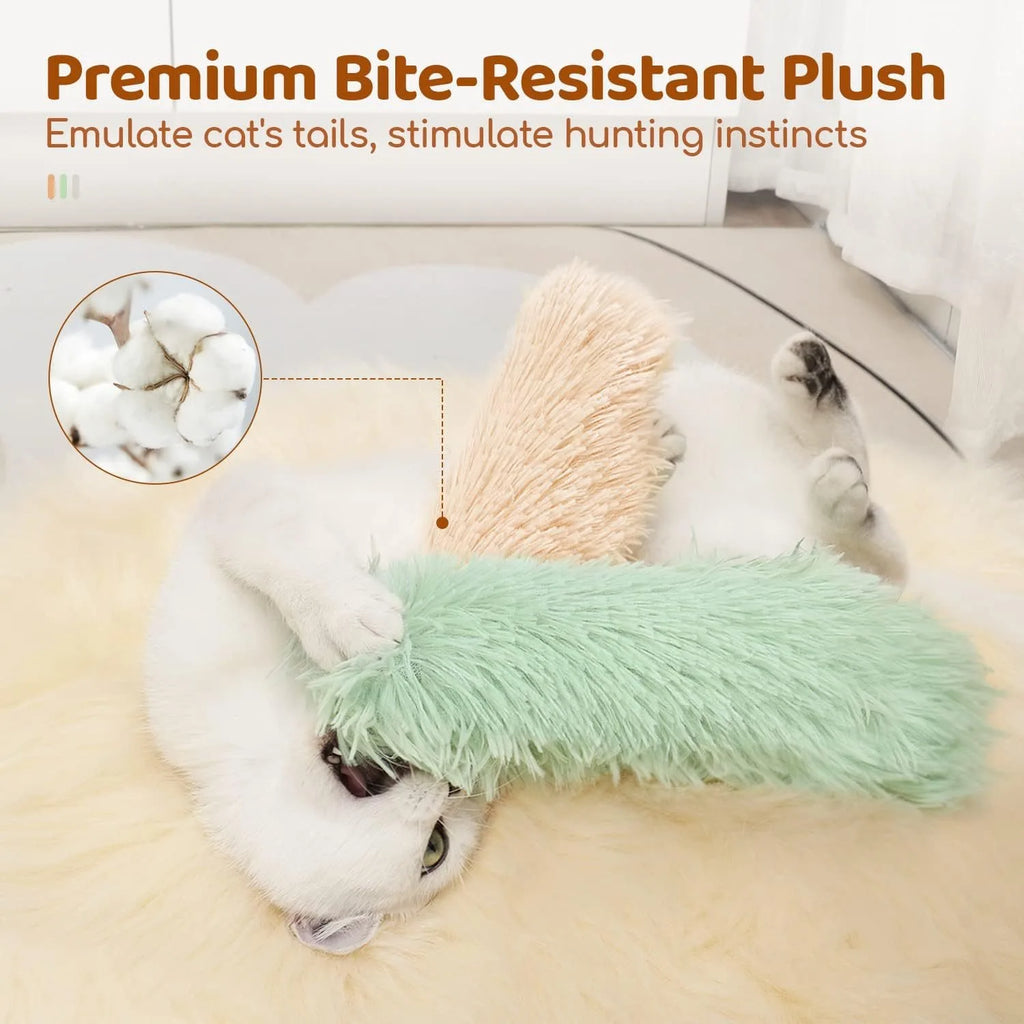 Catnip Plush Bite Strip Pillow Cat Chew Toy – Self-Play Teaser for Indoor Cats (4 Colors)