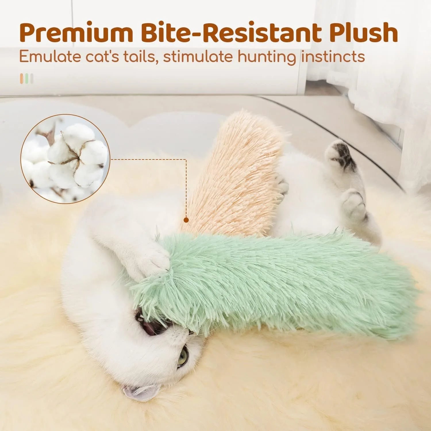 Catnip Plush Bite Strip Pillow Cat Chew Toy – Self-Play Teaser for Indoor Cats (4 Colors)