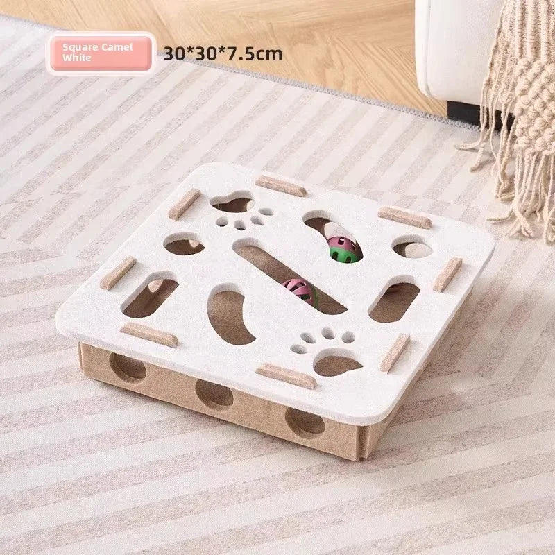 Felt Cat Puzzle Box – Interactive Exercise Toy with Ball for Indoor Hunting Play