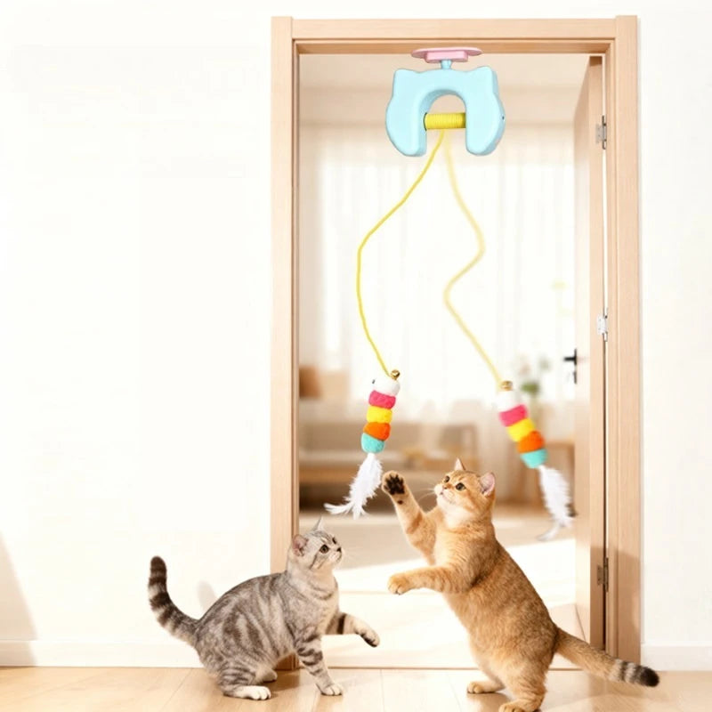 Smart Electric Yoyo Cat Toy – Auto Swing Feather & Caterpillar for Self-Play Kittens