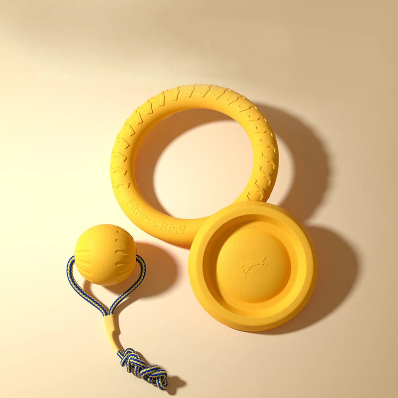 EVA Durable Dog Toy Set – Flying Disc, Ball & Tug Rope for Puppies & Adult Dogs (4 Pack)