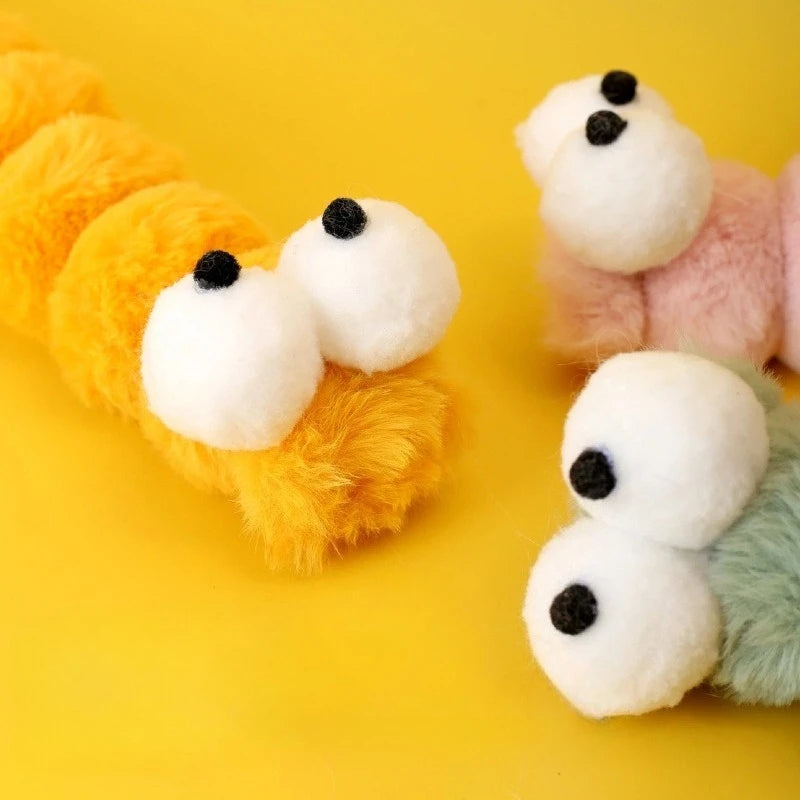 Catnip Caterpillar Plush Cushion Cat Chew Toy – Companionship & Teaser Stick for Kittens