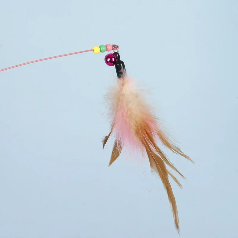 Feather Fish & Bell Teaser Wand – Interactive Stick Toy for Kittens & Cats