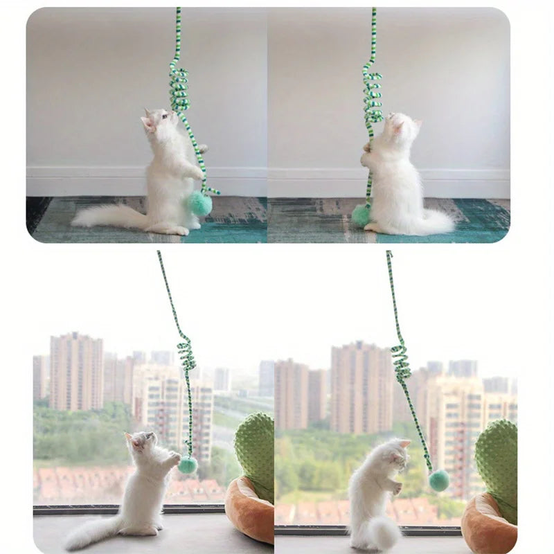 Cat Window Suction Cup Hanging Toy – Interactive Self-Play Teaser with Bell