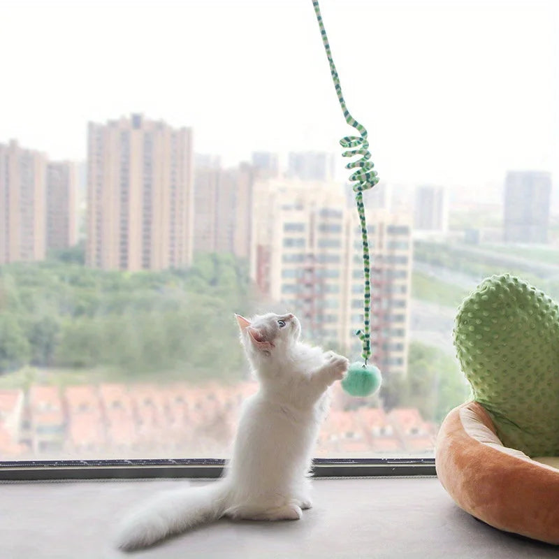 Cat Window Suction Cup Hanging Toy – Interactive Self-Play Teaser with Bell
