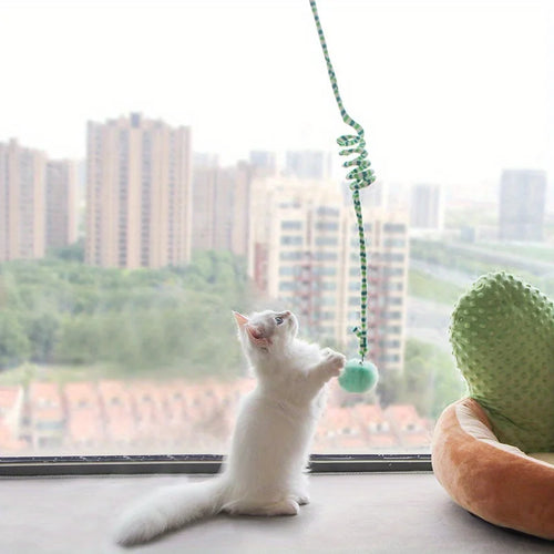 Cat Window Suction Cup Hanging Toy – Interactive Self-Play Teaser with Bell