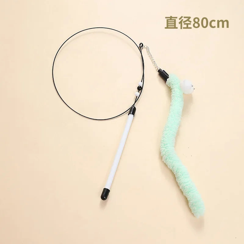 Feather Fish & Bell Teaser Wand – Interactive Stick Toy for Kittens & Cats