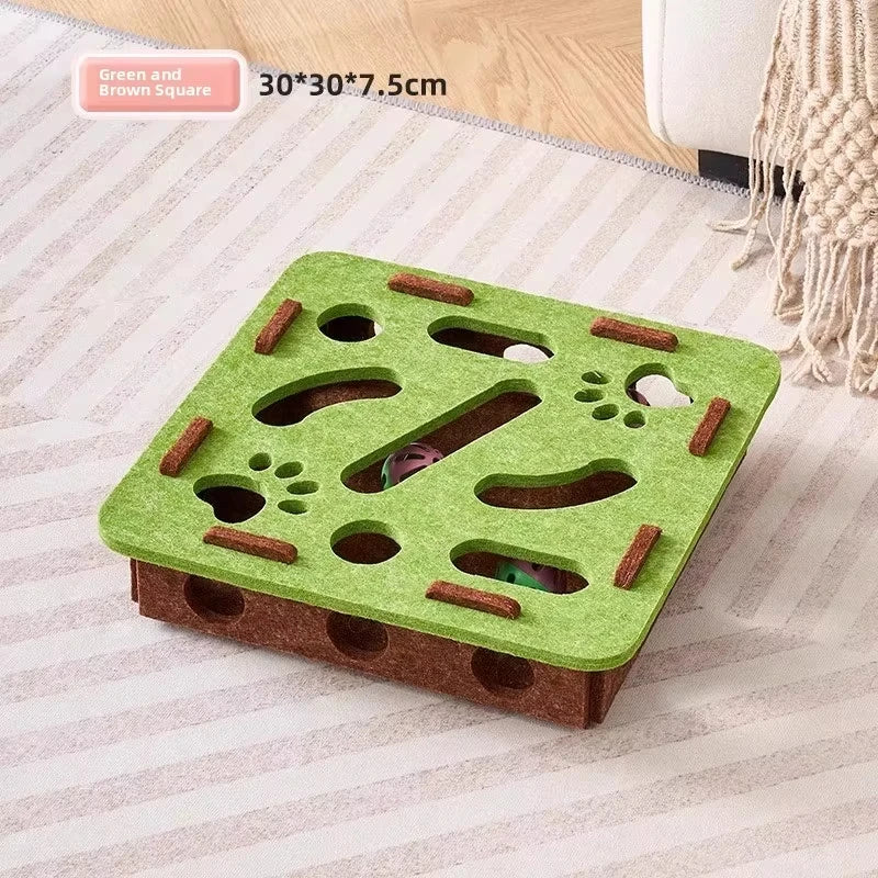 Felt Cat Puzzle Box – Interactive Exercise Toy with Ball for Indoor Hunting Play