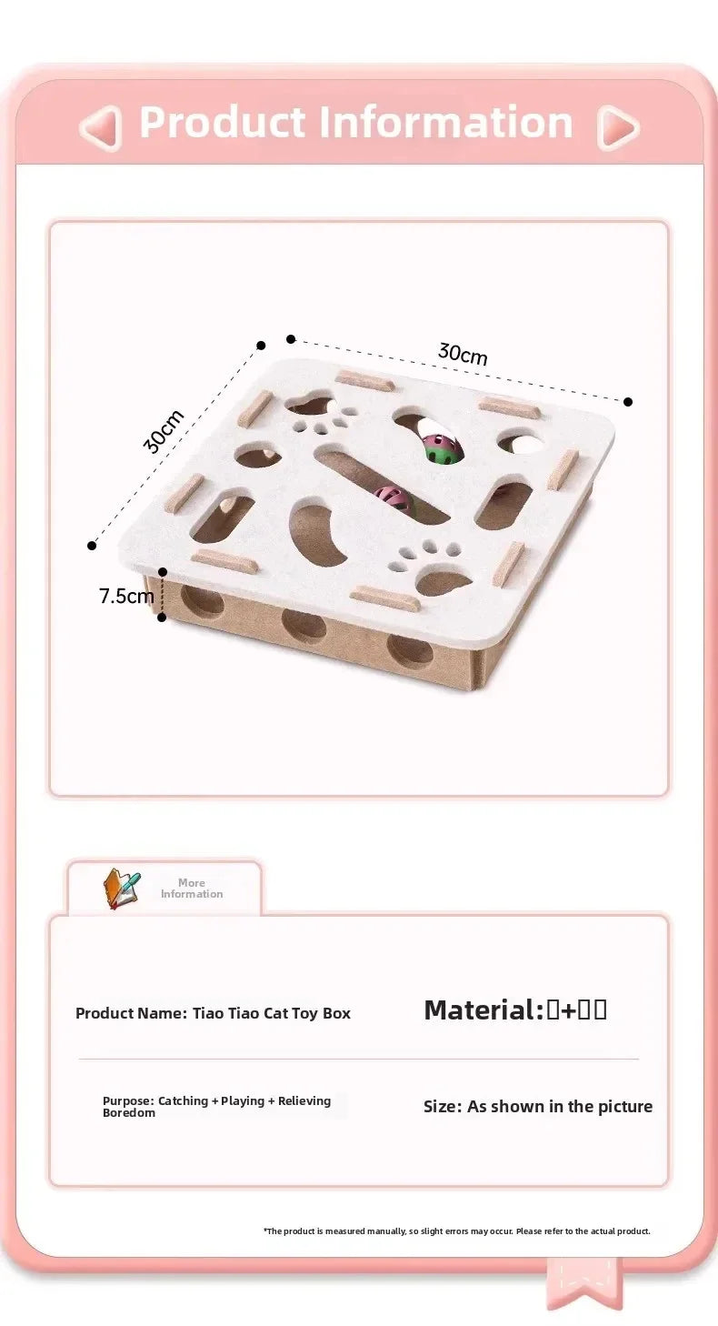 Felt Cat Puzzle Box – Interactive Exercise Toy with Ball for Indoor Hunting Play