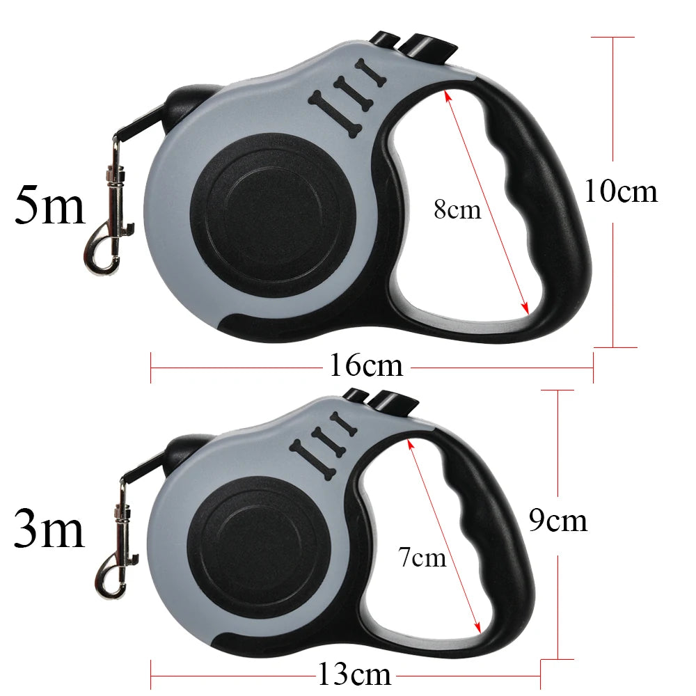 Retractable Dog Leash – Strong Nylon, 3m & 5m, for Small to Large Dogs & Cats