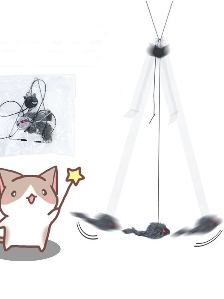 Door Hanging Plush Cat Toy – Stress Relief Kitten Teaser for Living Room Play