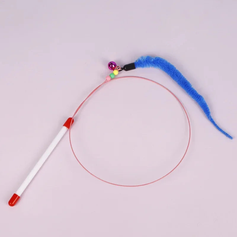 Feather Fish & Bell Teaser Wand – Interactive Stick Toy for Kittens & Cats