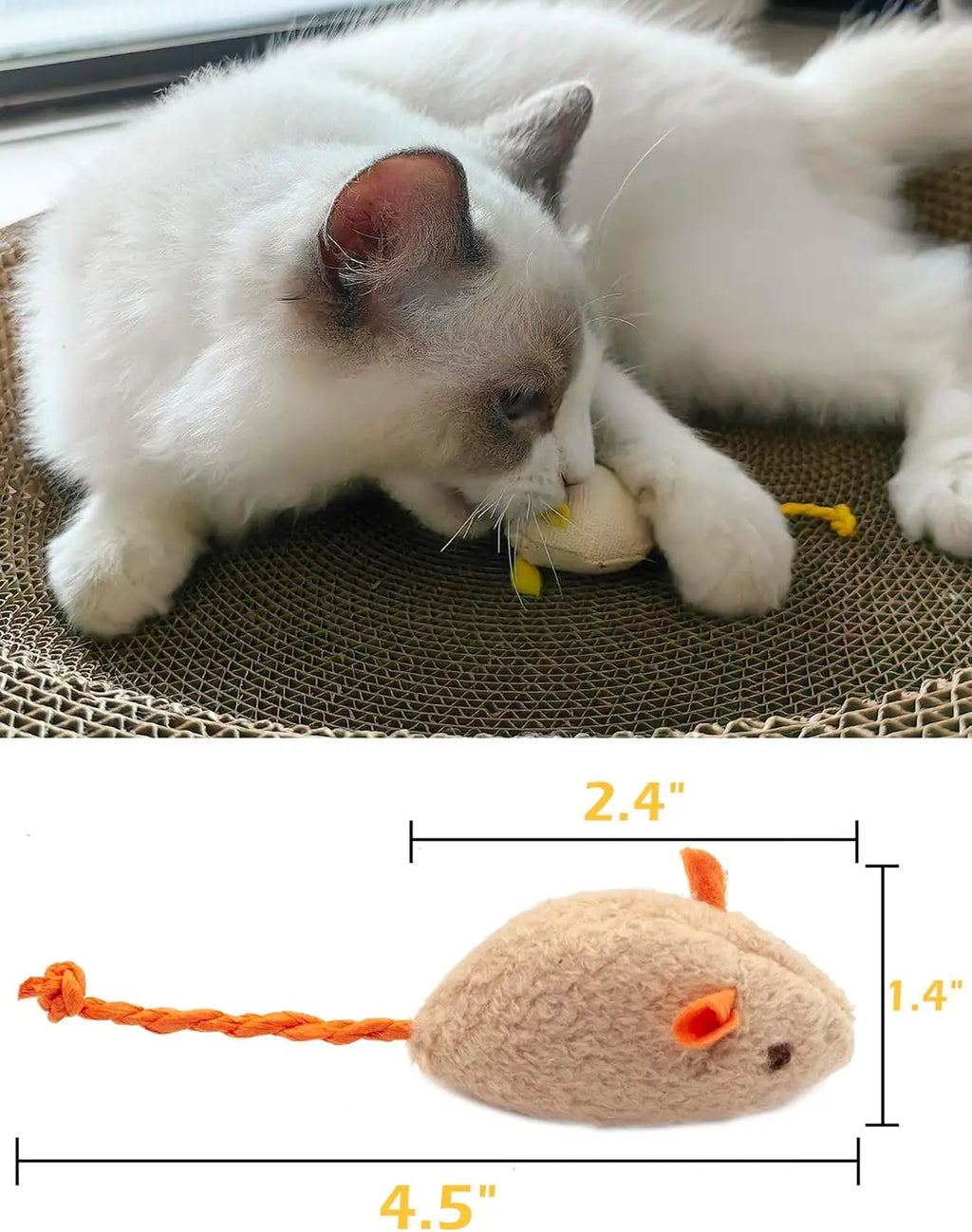 Catnip Faux Fur Rattle Mouse Cat Toy – Plush Mice for Indoor Cats (3–200 pcs)