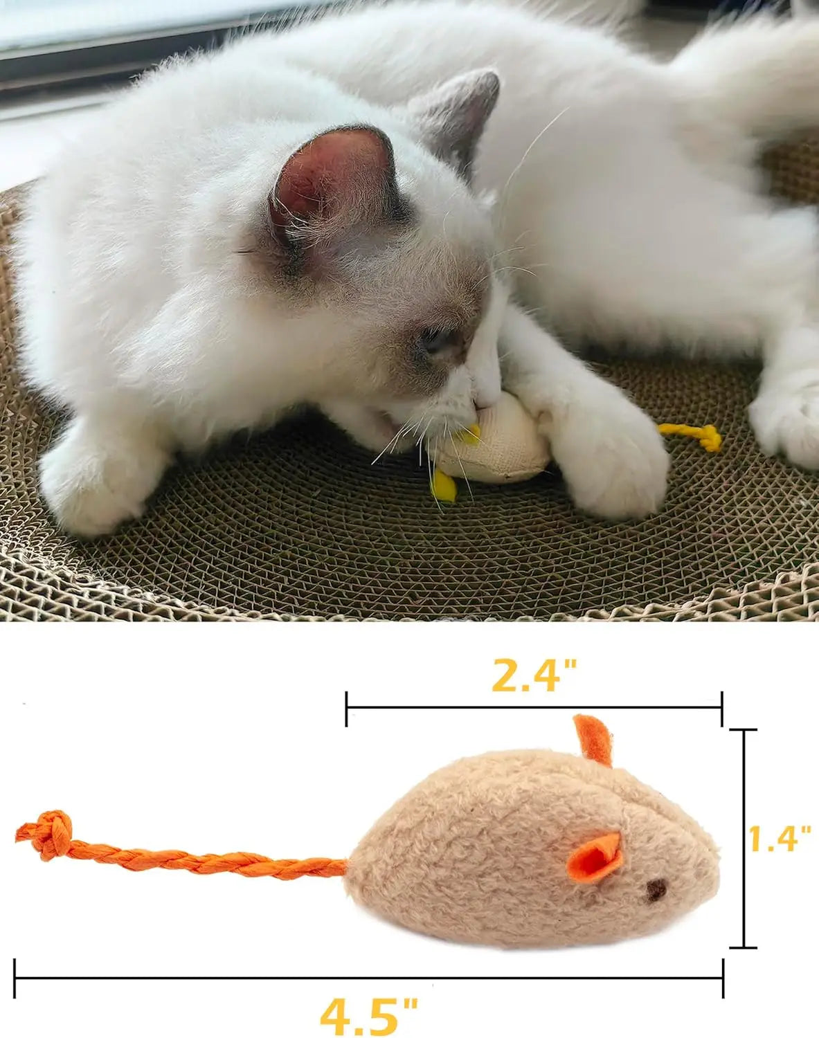 Catnip Faux Fur Rattle Mouse Cat Toy – Plush Mice for Indoor Cats (3–200 pcs)