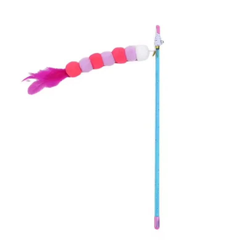 Bell & Feather Cat Teaser Rod – Interactive Wand Toy for Cats & Kittens