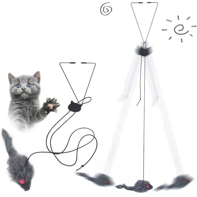 Door Hanging Plush Cat Toy – Stress Relief Kitten Teaser for Living Room Play