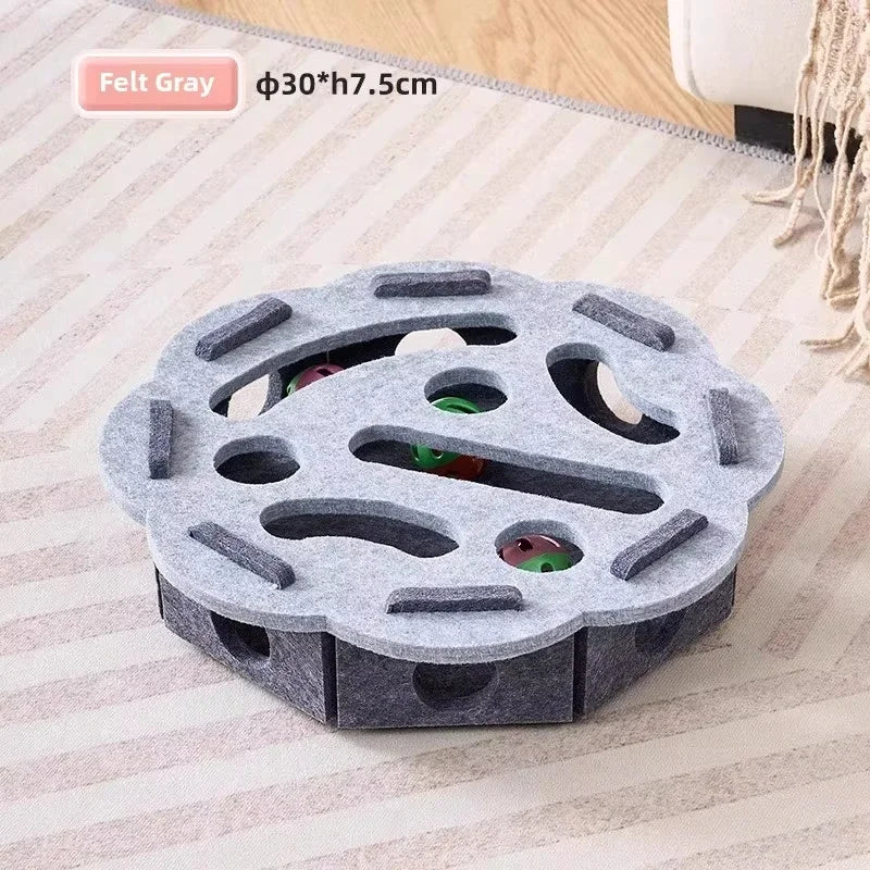 Felt Cat Puzzle Box – Interactive Exercise Toy with Ball for Indoor Hunting Play
