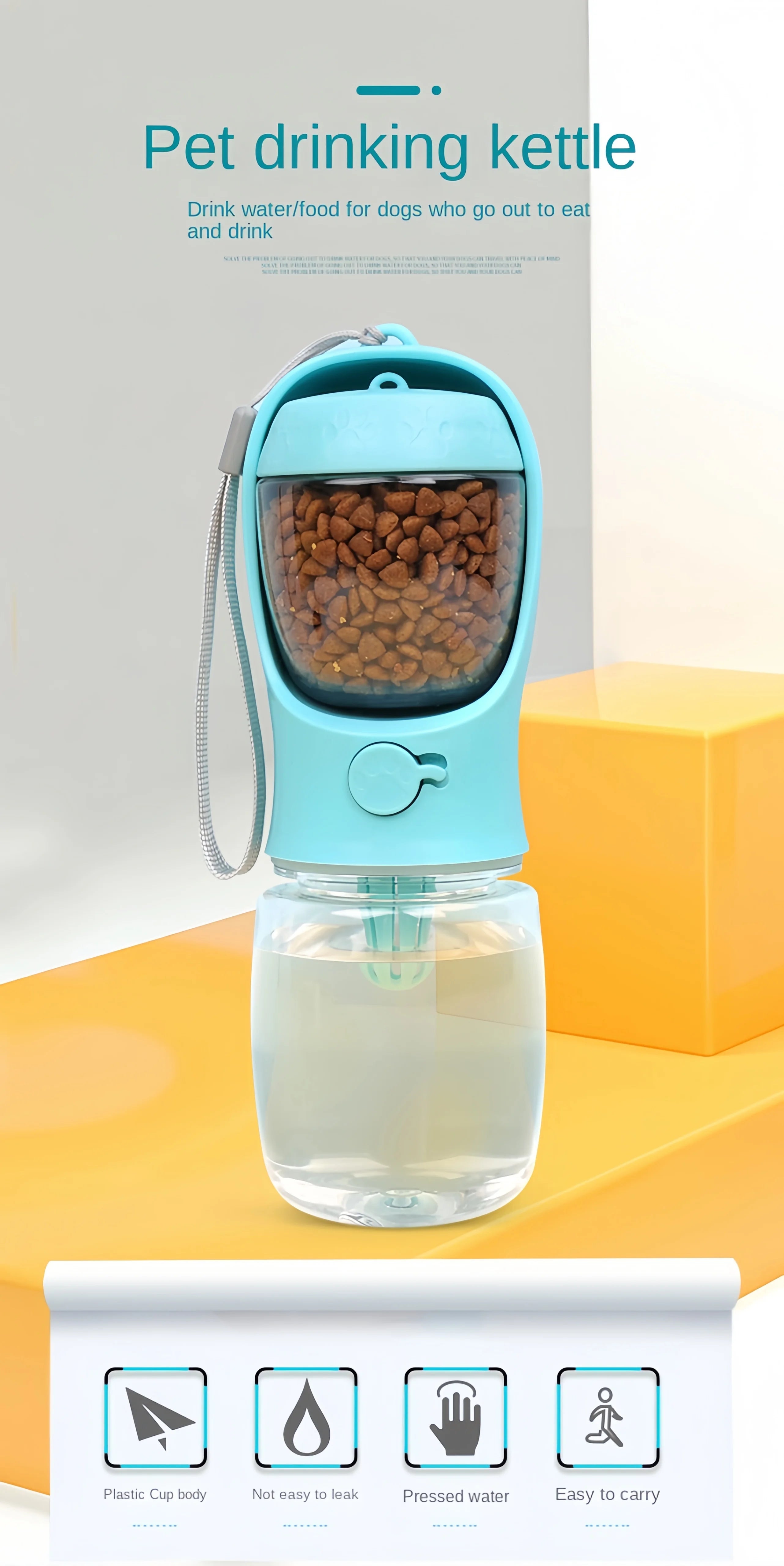 Portable Pet Water Bottle & Food Container – 2-in-1 Travel Feeder Bowl for Dogs & Cats
