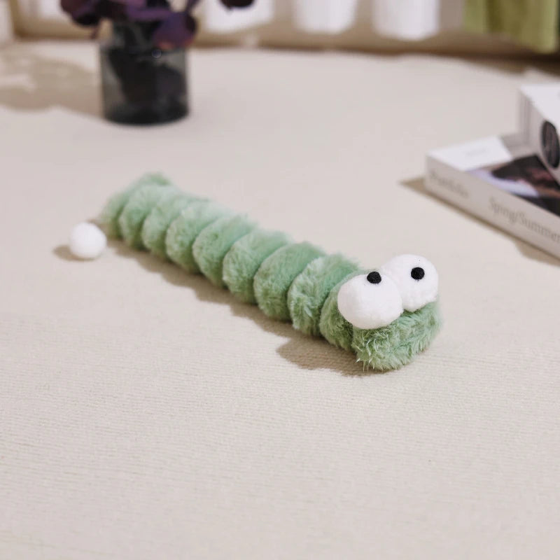 Catnip Caterpillar Plush Cushion Cat Chew Toy – Companionship & Teaser Stick for Kittens