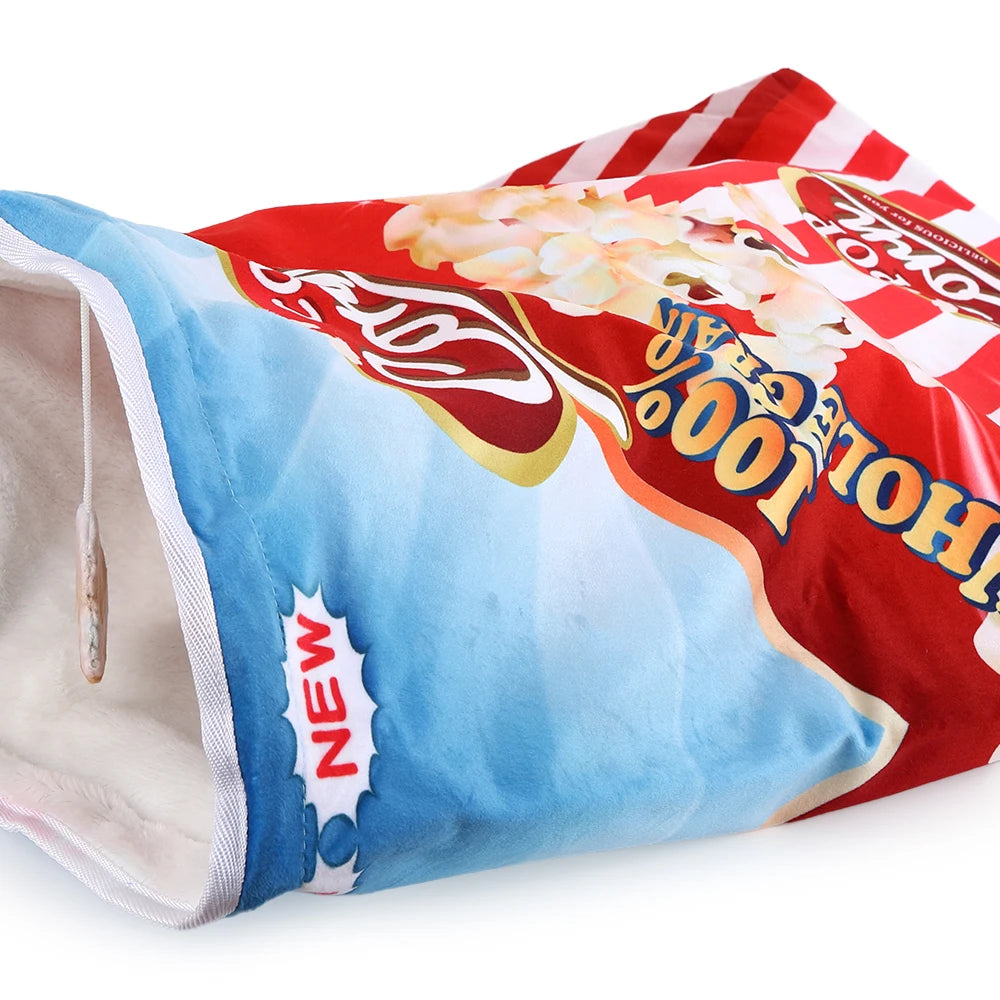 Collapsible Cat Tunnel Toy – Fun Food-Themed Crinkle Tunnel with Hanging Toys for Indoor Cats