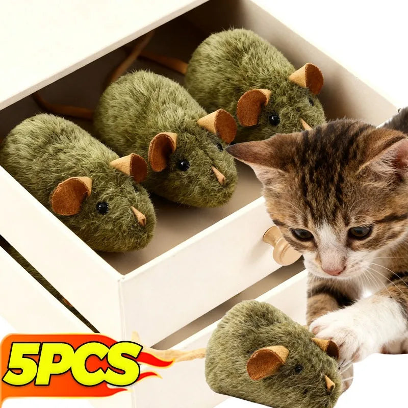 Squeaky Mouse Plush Cat Chew Toy – Bite-Resistant Imitation Mice for Kittens (1, 3 or 5 Pack)