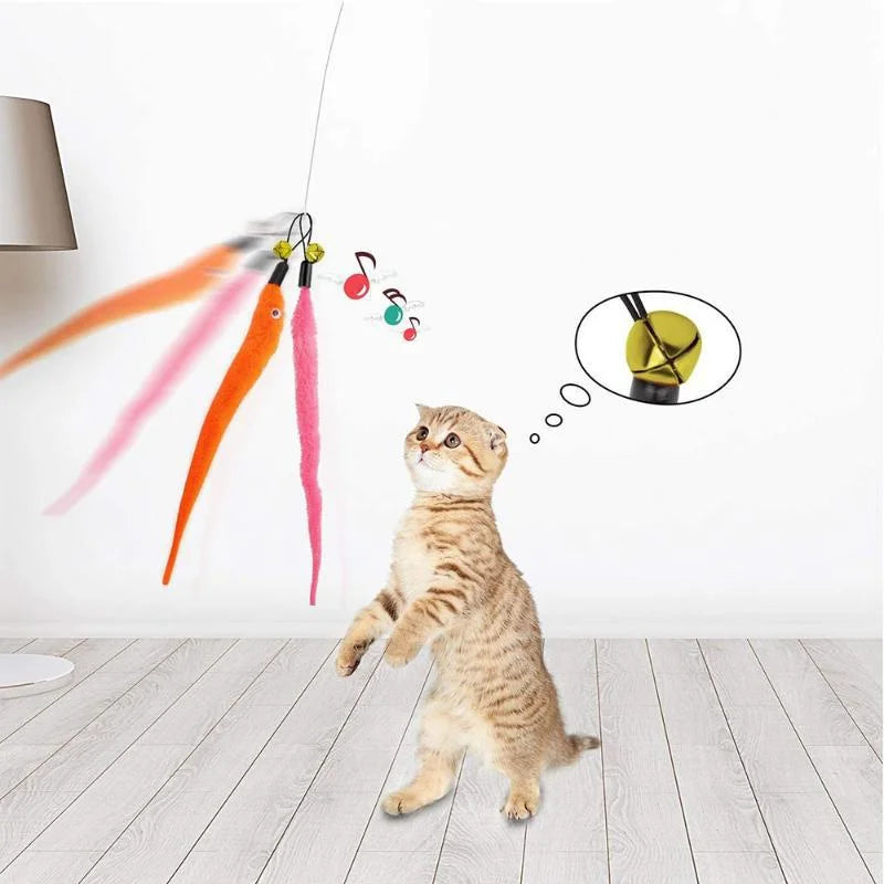 Plush Worm Cat Wand Replacement Heads – Velvet Caterpillar Attachments with Bell (5–11 pcs)
