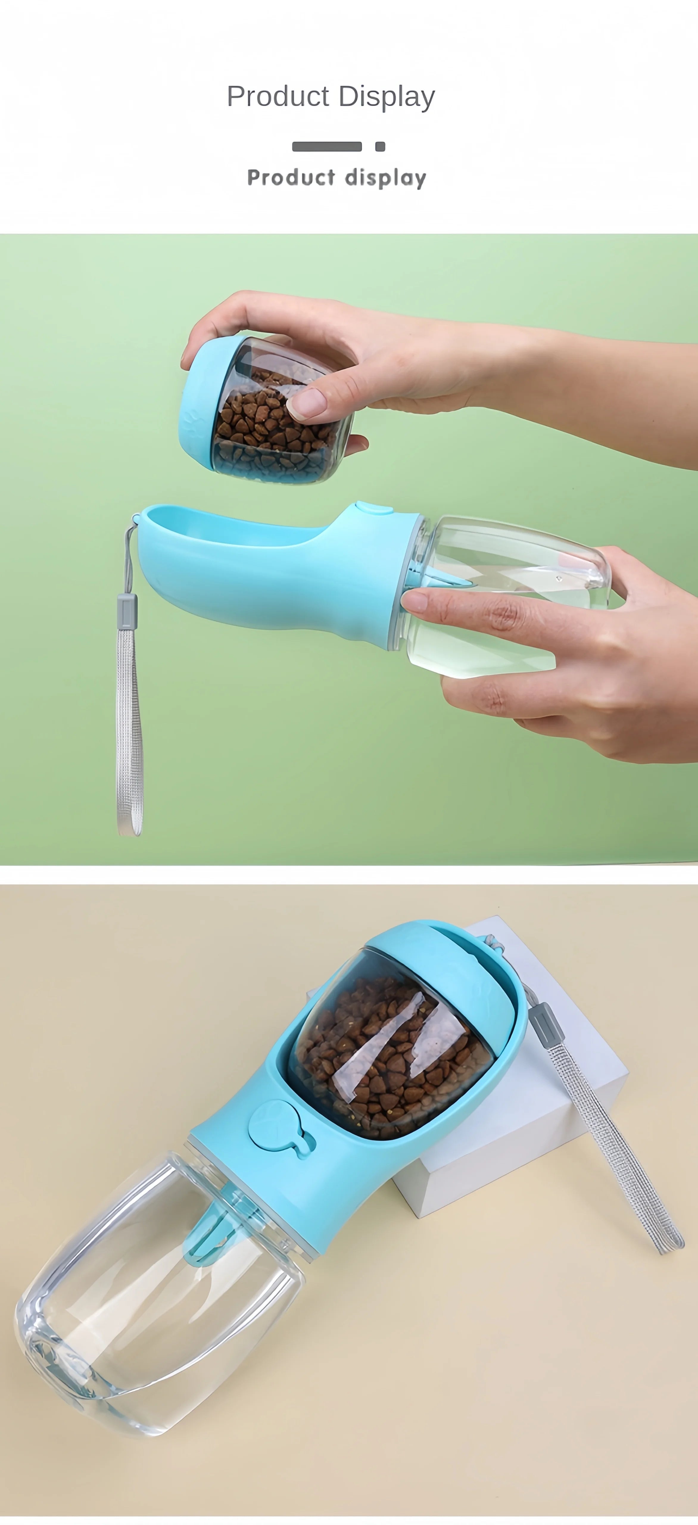 Portable Pet Water Bottle & Food Container – 2-in-1 Travel Feeder Bowl for Dogs & Cats