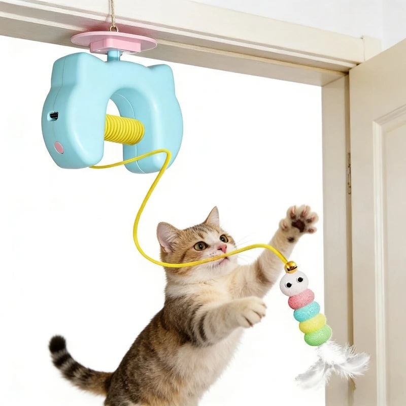 Smart Electric Yoyo Cat Toy – Auto Swing Feather & Caterpillar for Self-Play Kittens