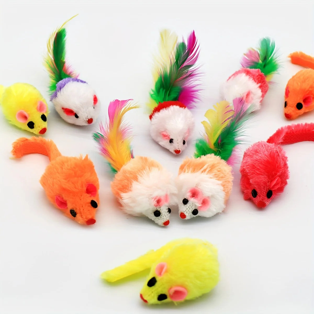 Catnip Faux Fur Rattle Mouse Cat Toy – Plush Mice for Indoor Cats (3–200 pcs)