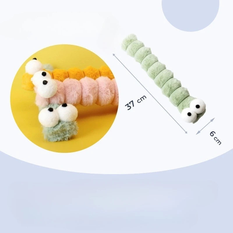 Catnip Caterpillar Plush Cushion Cat Chew Toy – Companionship & Teaser Stick for Kittens