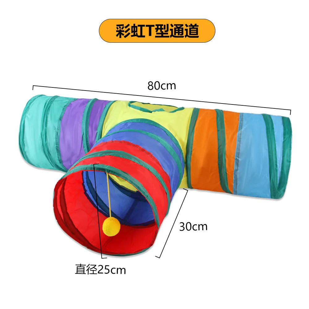 Foldable Cat Tunnel Tube Toy – Collapsible Play Tunnel for Indoor & Outdoor Cats