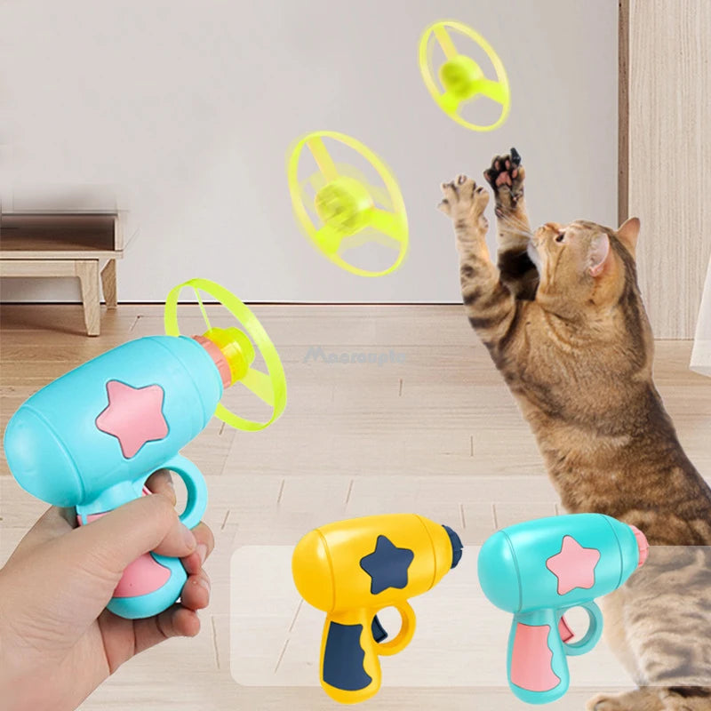 Cat Flying Disc Launcher Toy – Interactive Shooting Gun for Kitten Chase & Fetch Games