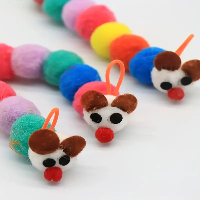 Interactive Cat Teaser Toy – Adjustable Door Hanging Swing with Colorful Worms & Plush for Kittens