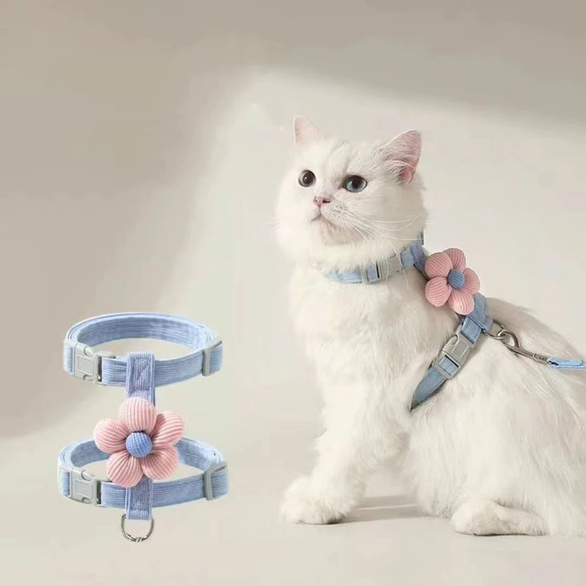 Adjustable Escape-Proof Cat Harness & Leash Set – Breathable, Lightweight & No-Pull Design for Safe Outdoor Walks (S-M, Fits 1.5-7.5kg)