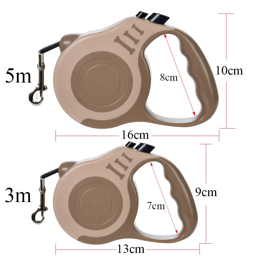 Retractable Dog Leash – Strong Nylon, 3m & 5m, for Small to Large Dogs & Cats