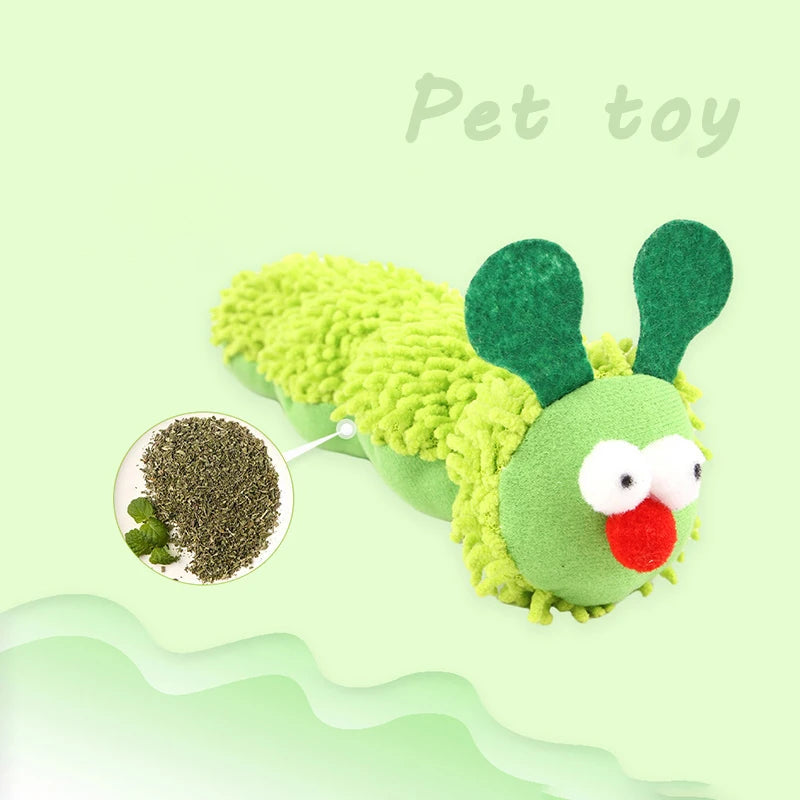 Caterpillar Catnip & Silvervine Cat Chew Toy – Molar Teaser for Kitten Dental Health