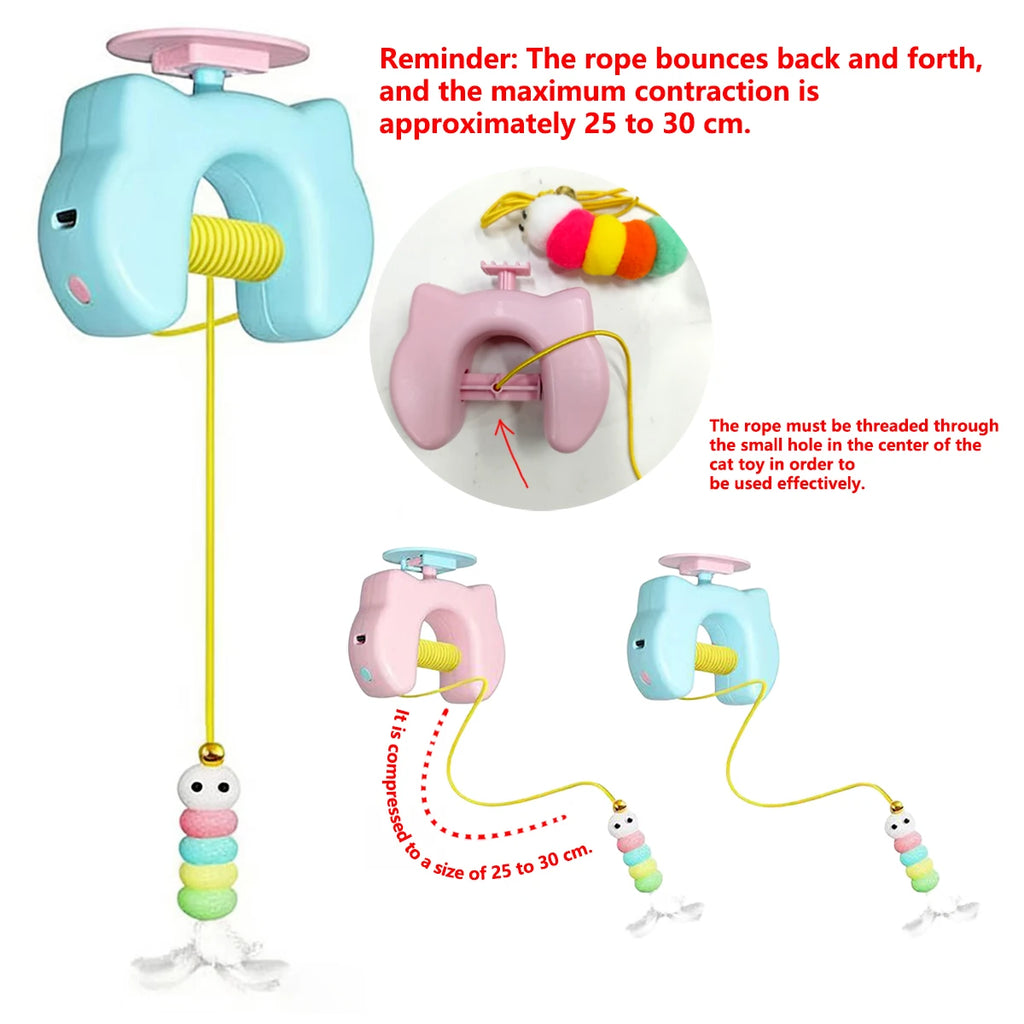 Electric Door Hanging Cat Toy – Auto Swing Feather with 2 Ropes for Self-Play & Cat Teasing