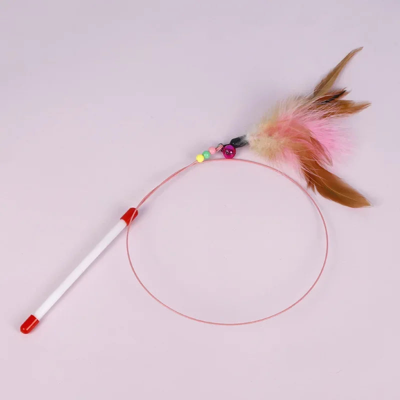Feather Fish & Bell Teaser Wand – Interactive Stick Toy for Kittens & Cats