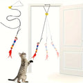 Interactive Cat Teaser Toy – Adjustable Door Hanging Swing with Colorful Worms & Plush for Kittens