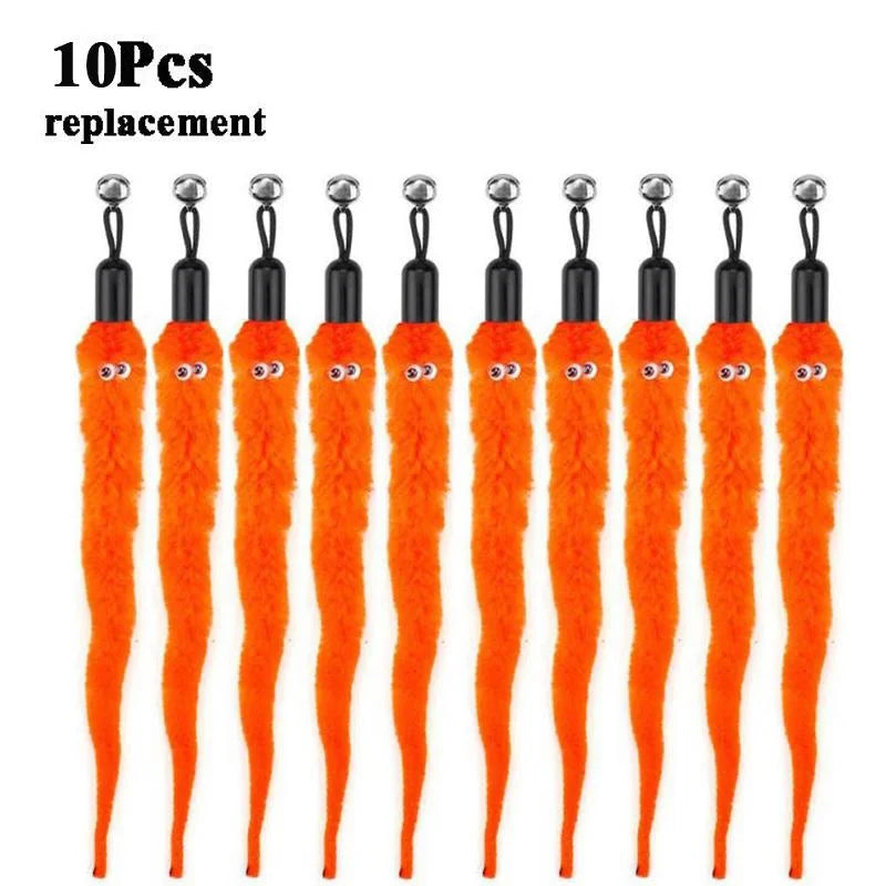 Plush Worm Cat Wand Replacement Heads – Velvet Caterpillar Attachments with Bell (5–11 pcs)