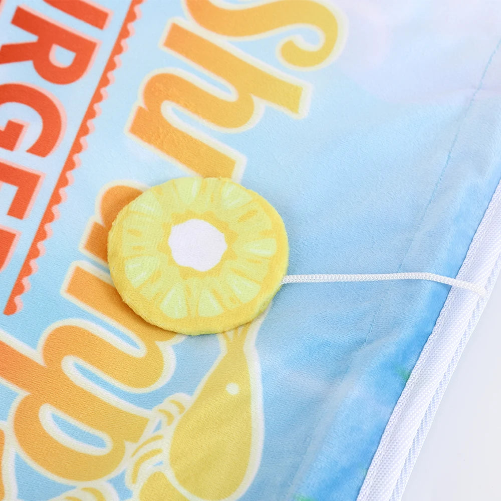 Collapsible Cat Tunnel Toy – Fun Food-Themed Crinkle Tunnel with Hanging Toys for Indoor Cats