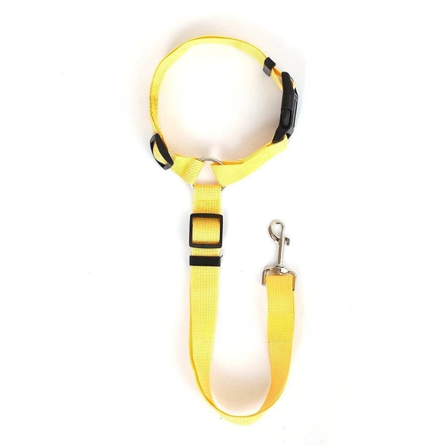 2-in-1 Pet Car Seat Belt & Dog Harness – Adjustable Nylon Safety Leash for Dogs