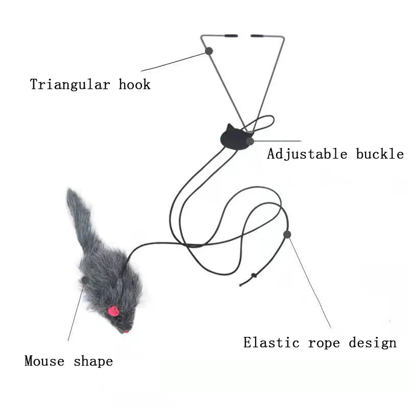 Door Hanging Plush Cat Toy – Stress Relief Kitten Teaser for Living Room Play