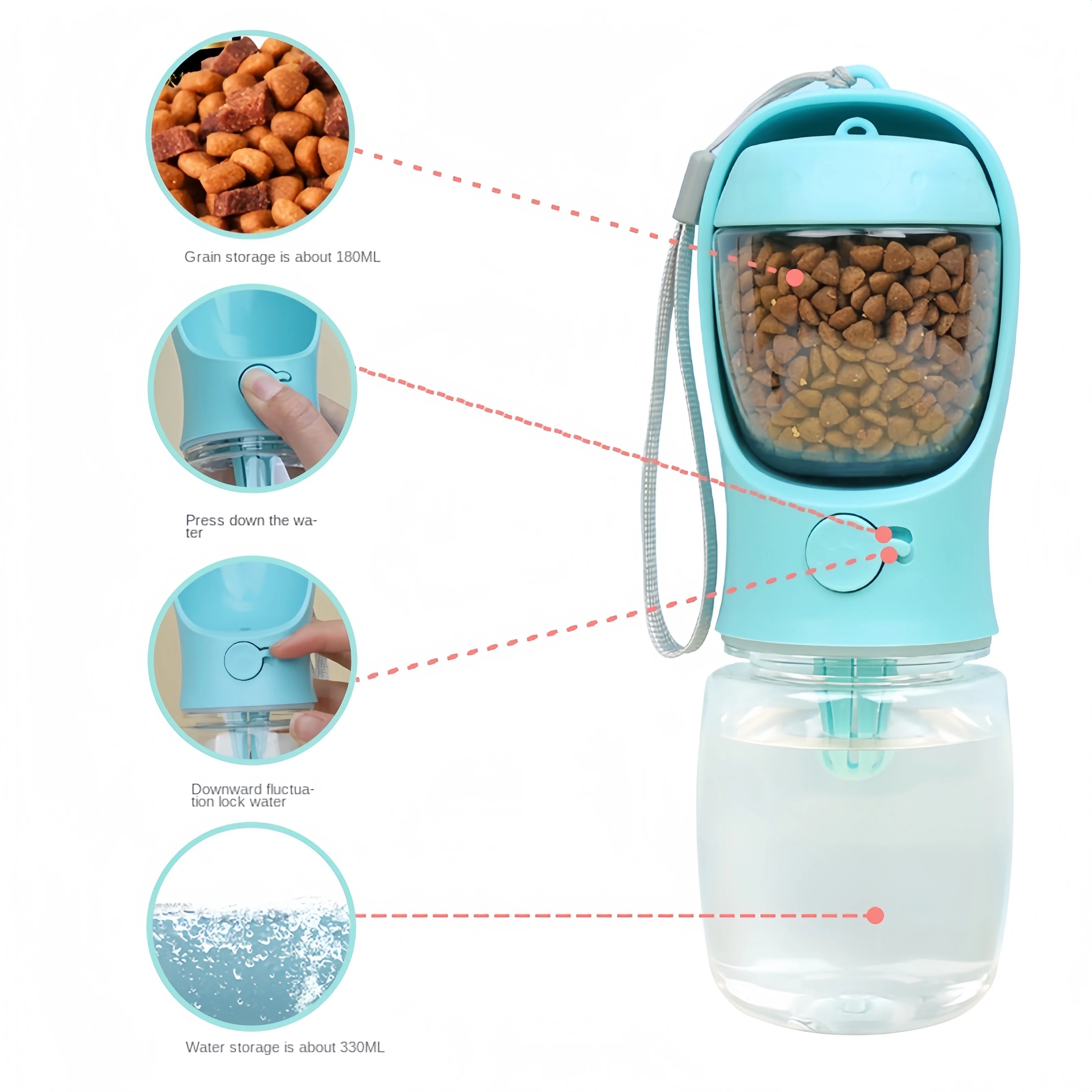 Portable Pet Water Bottle & Food Container – 2-in-1 Travel Feeder Bowl for Dogs & Cats