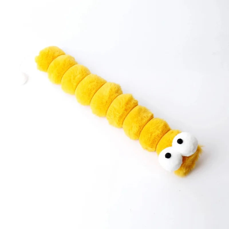 Catnip Caterpillar Plush Cushion Cat Chew Toy – Companionship & Teaser Stick for Kittens