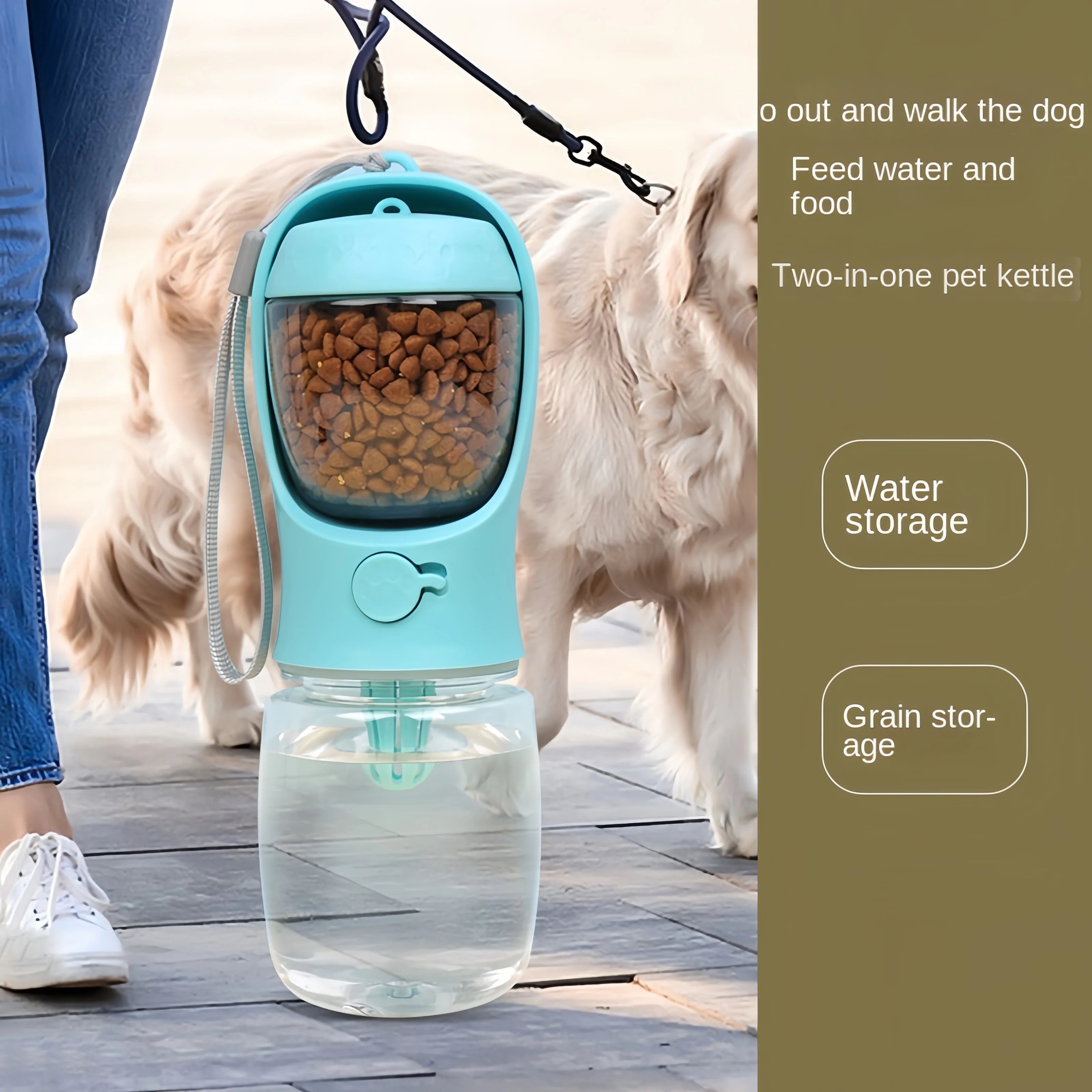 Portable Pet Water Bottle & Food Container – 2-in-1 Travel Feeder Bowl for Dogs & Cats