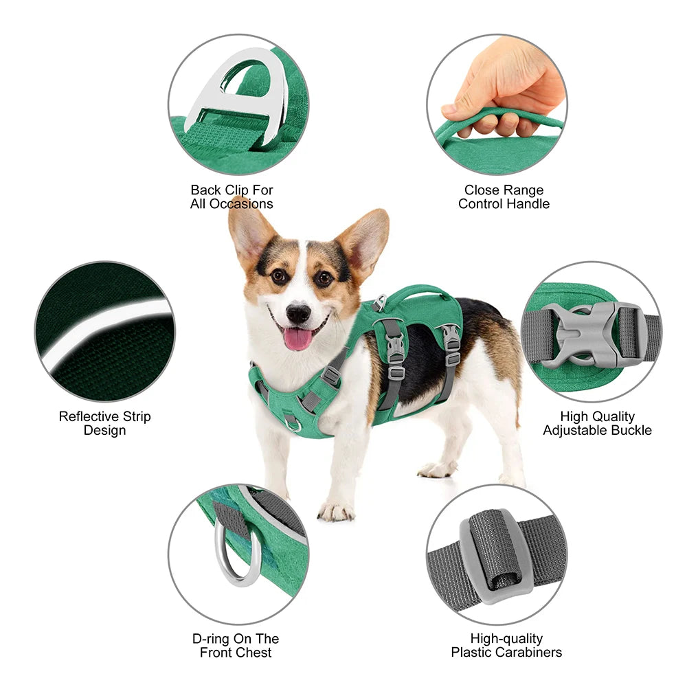 Escape-Proof Reflective Dog Harness with Handle – Durable Nylon Vest for for Small to Large Dogs