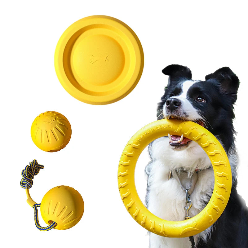 EVA Durable Dog Toy Set – Flying Disc, Ball & Tug Rope for Puppies & Adult Dogs (4 Pack)