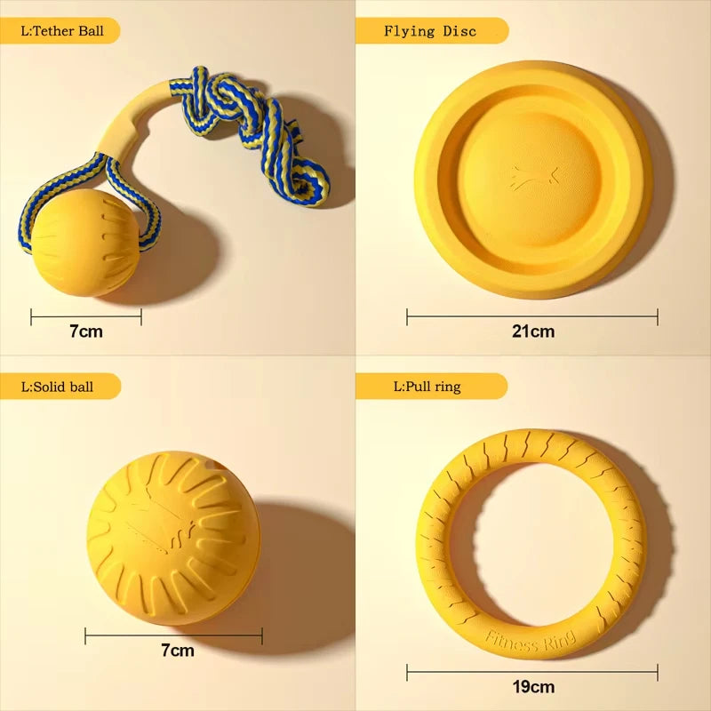EVA Durable Dog Toy Set – Flying Disc, Ball & Tug Rope for Puppies & Adult Dogs (4 Pack)