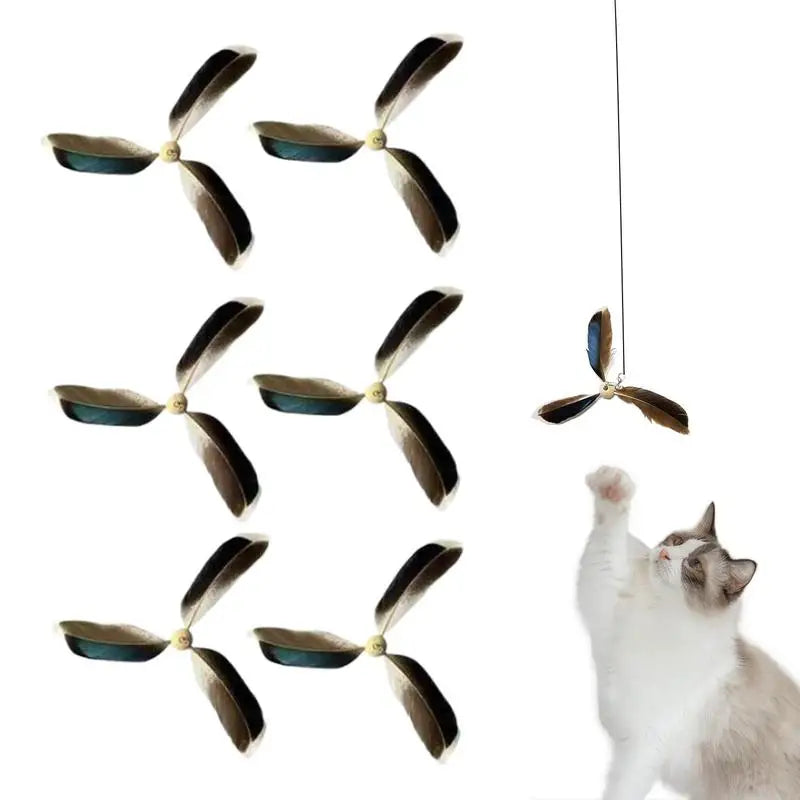 Cat Feather Toy Refill Set of 6 – Wear-Resistant Replacement Feathers for Interactive Cat Wands